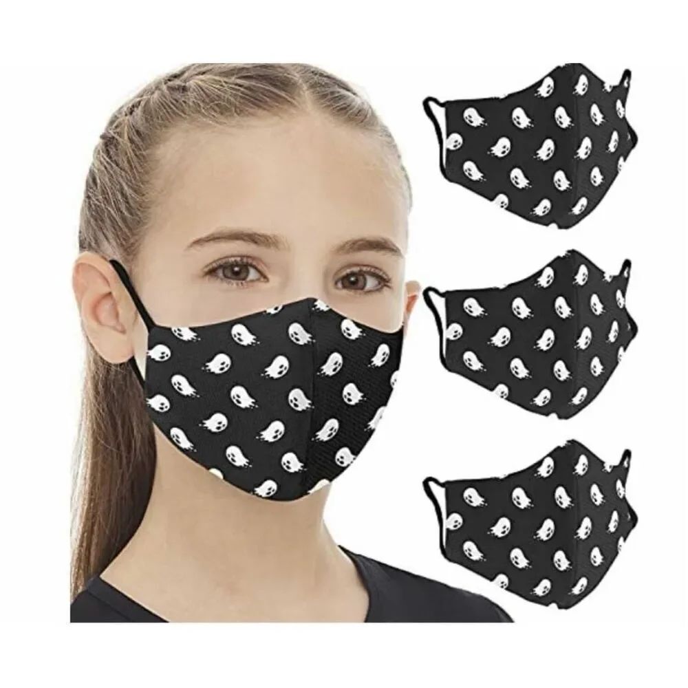 New in Package Youth Kids Ojos Halloween Ghosts Spooky Face Masks 3 Pk Unisex